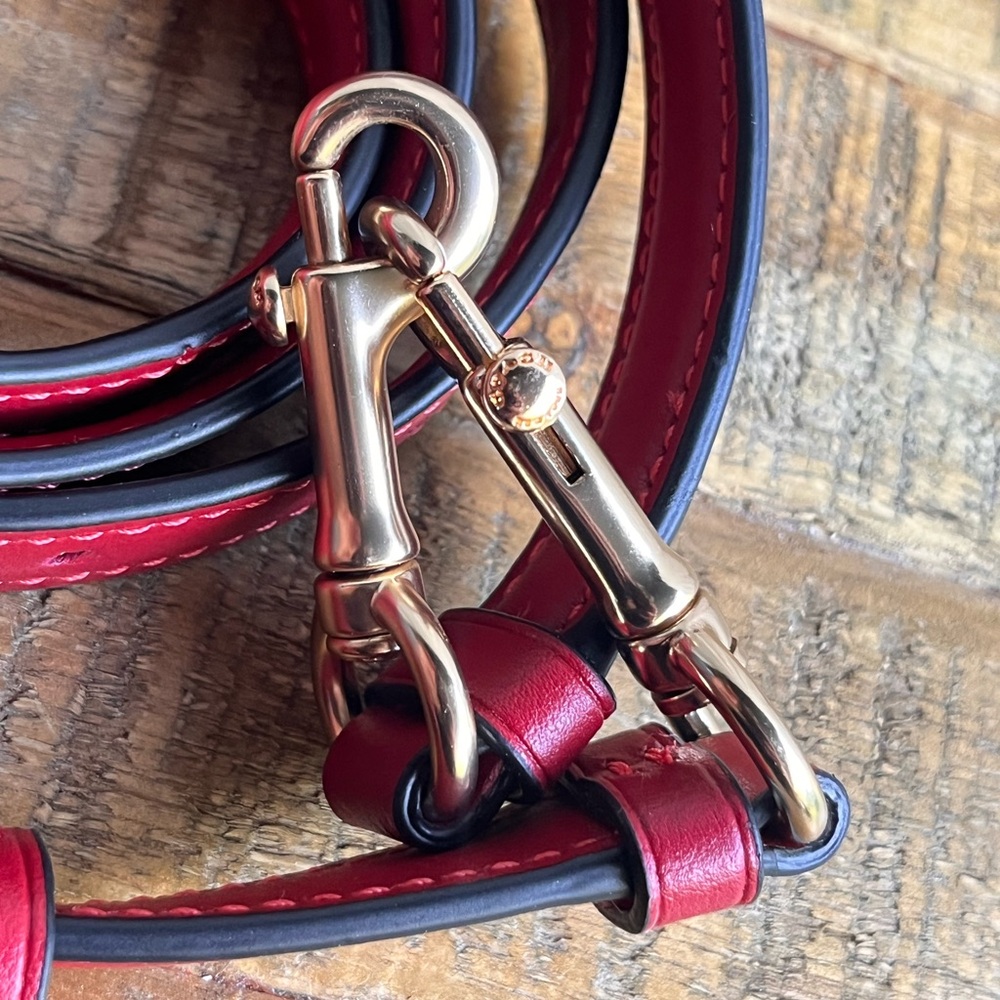 Coach Red Leather Crossbody Replacement Strap with Gold-Tone Hardware - Picture 2 of 11